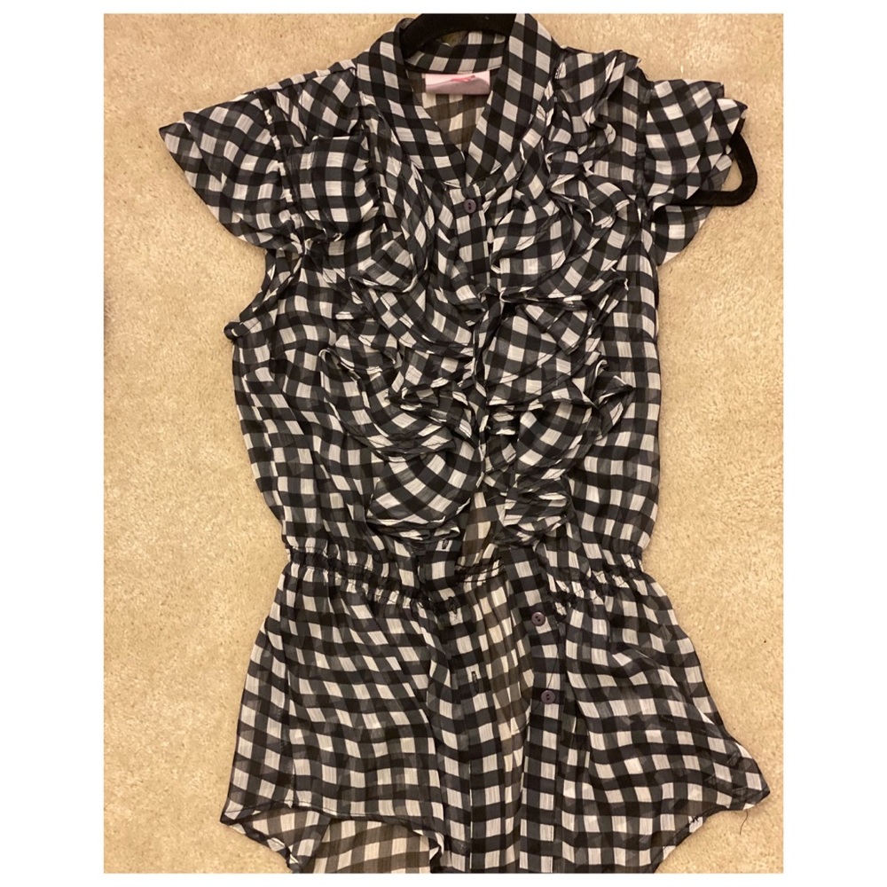 Button Down Sleeveless Patterned Shirt - image 1